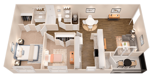 Floor plan for 2 beds, 1.5 baths, 946 sqft